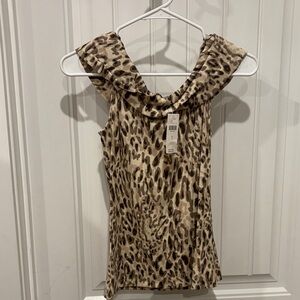 Anthropologie Animal Print Cowl Neck Blouse